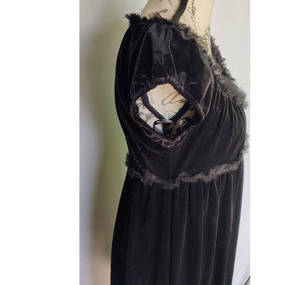 Suzi Chin Velvet Mini Dress With Silk Details Size 6 Fit & Flare Empire Waist - Picture 10 of 10